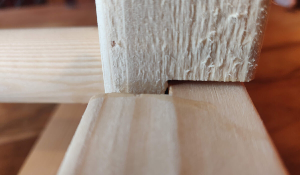 A lap joint cut too deep, so the boards sit unevenly