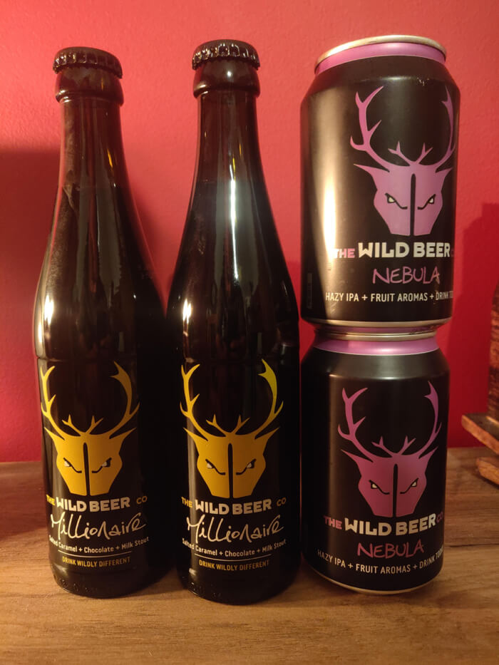 Two bottles and two cans of Wild Beer craft ale
